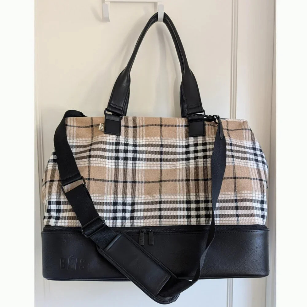 RARE BÉIS The Weekender Bag in Plaid - Limited Edition! Used Once - Like New - Picture 2 of 7